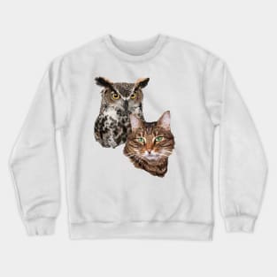 Cat and owl Crewneck Sweatshirt